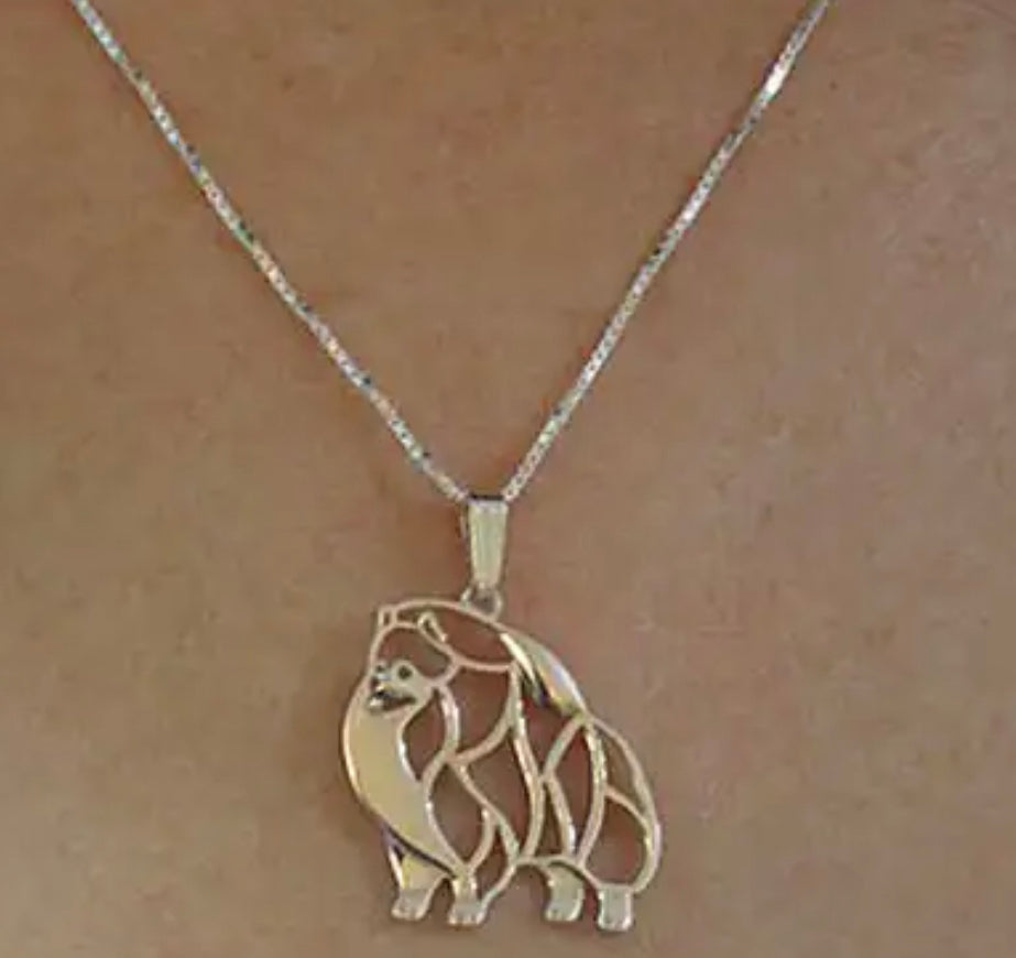 Pomeranian Necklace Gold Bark In Style Boutique Ltd