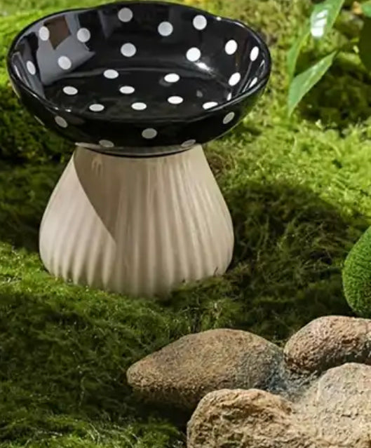 Mushroom Dog Ceramic Elevated Bowl
