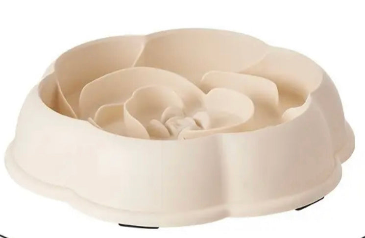 Anti-Gulp Slow Feeder Dog Bowl - White Rose