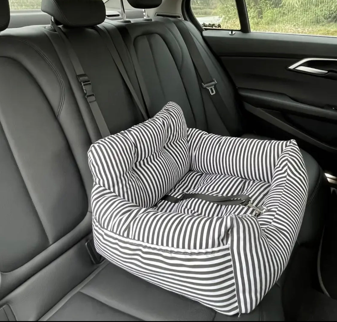 Striped Canvas Pet Car Seat - Black/White