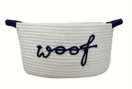 Woof Rope Dog Toy Box - White/Black