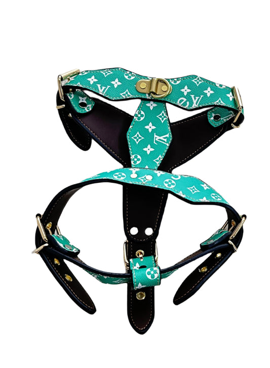 Chewy Vuiton Large Dog Harness - Turquoise