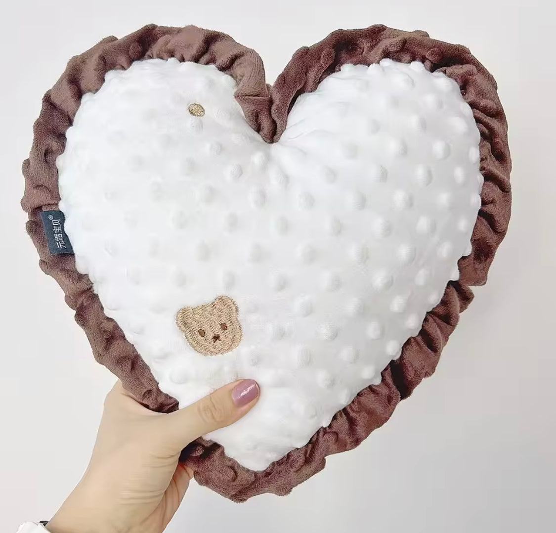 Plush Dog Cushion - Chocolate/White