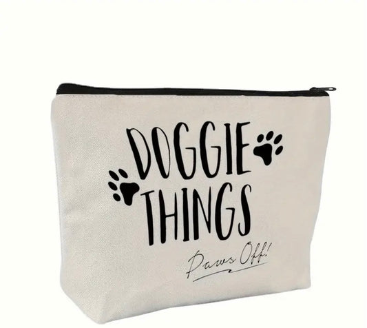 Doggie Things Paws Off Canvas Toiletry Bag