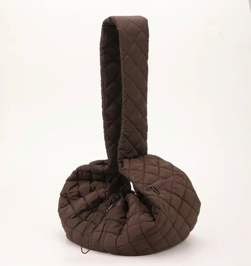 Quilted Pet Crossbody Bag Sling - Chocolate