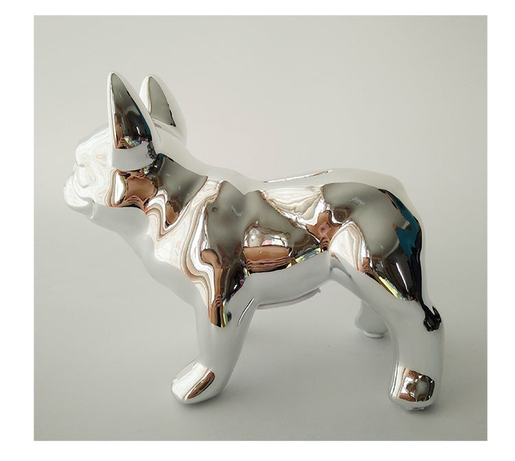 Ceramic Dog Piggy Bank - Silver